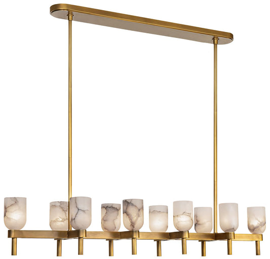 Alora Lucian E12 52-in Vintage Brass/Alabaster Linear Pendant