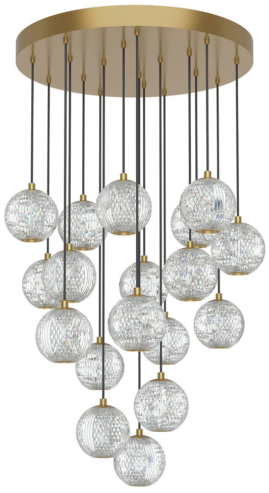 Alora Marni LED 18 Head Natural Brass Multi-Pendant