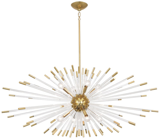 Andromeda Chandelier Modern Brass Clear Acrylic Rods 45"