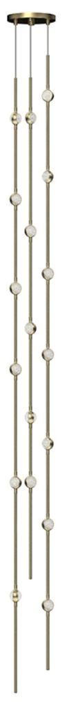 Andromeda Tall 6" Round LED Pendant - Satin Brass - Clear Acrylic Lens