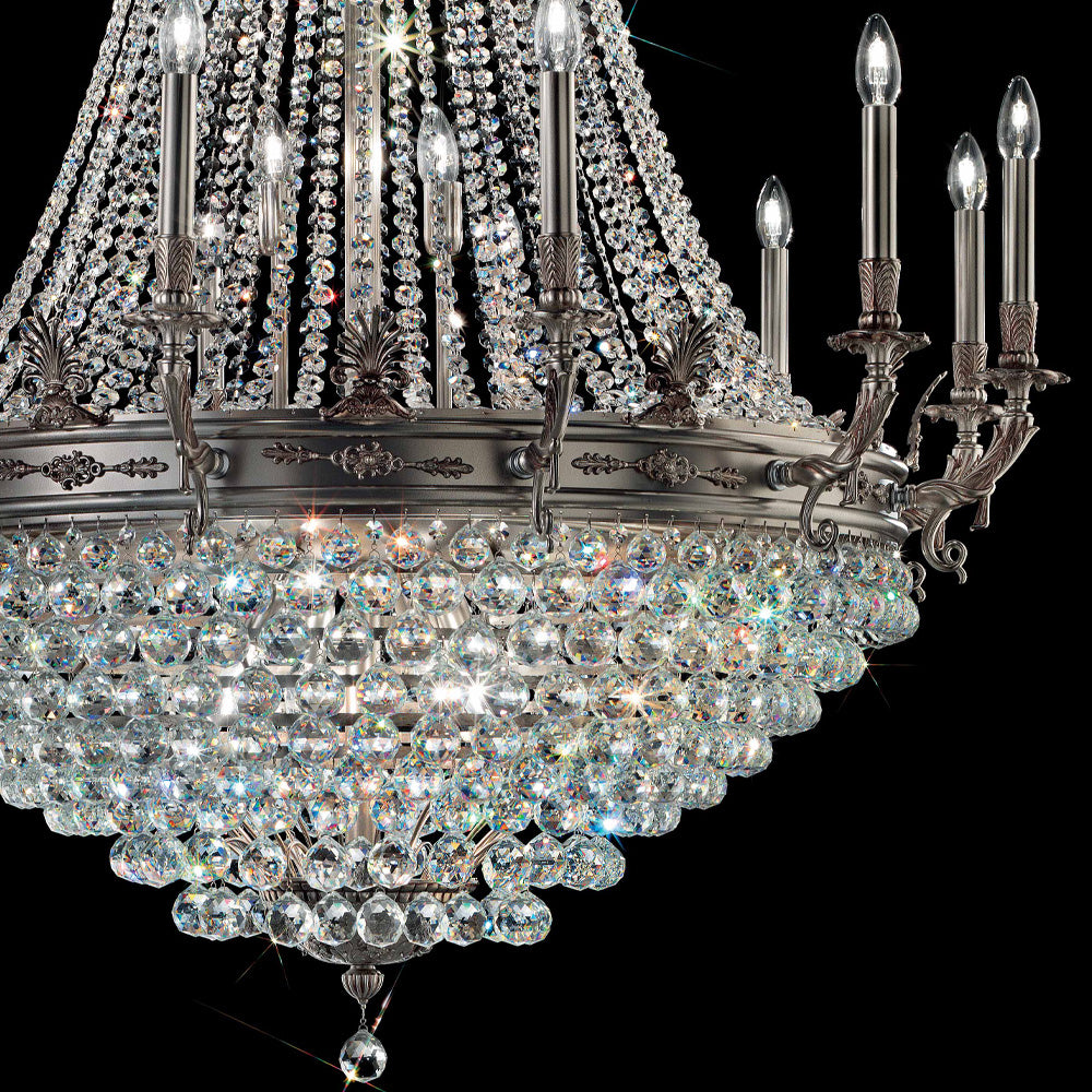 Antiqued Chrome Crystal Empire Chandelier