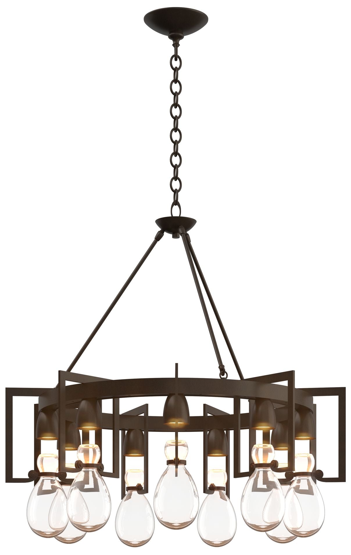 Apothecary Bronze Circular Chandelier With Clear Glass