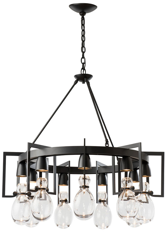 Apothecary Circular Chandelier - Black Finish - Clear Glass