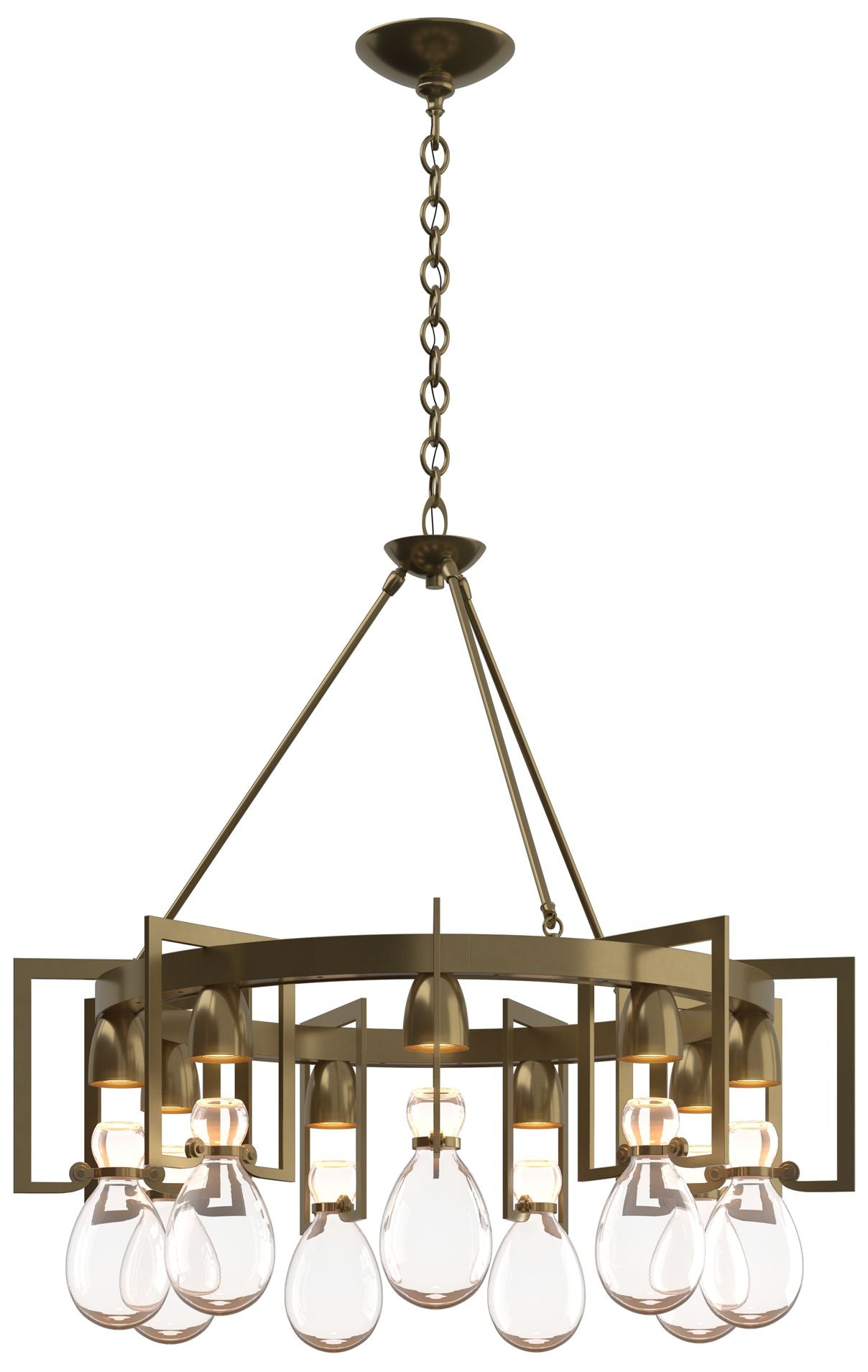 Apothecary Modern Brass Circular Chandelier With Clear Glass