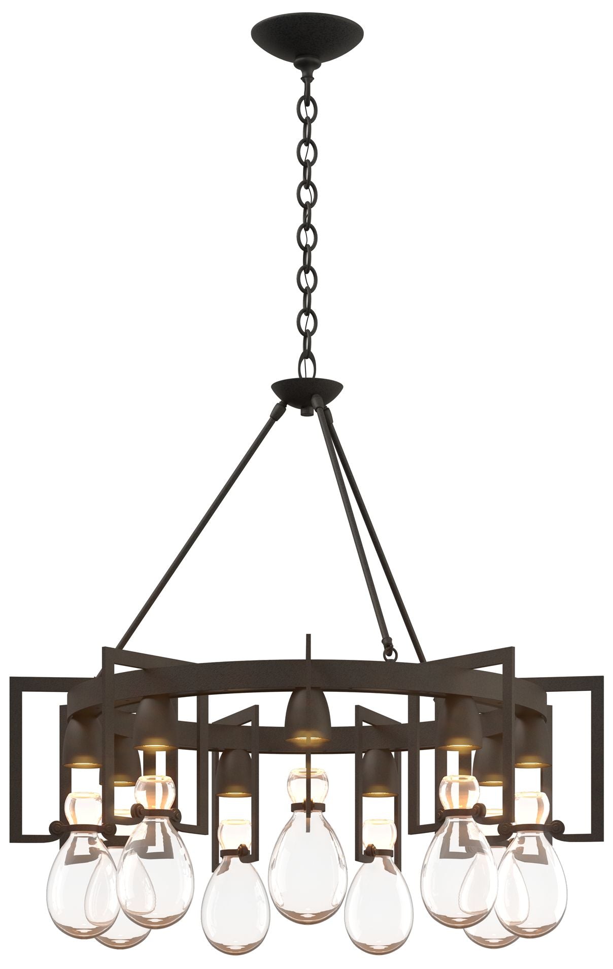 Apothecary Natural Iron Circular Chandelier With Clear Glass