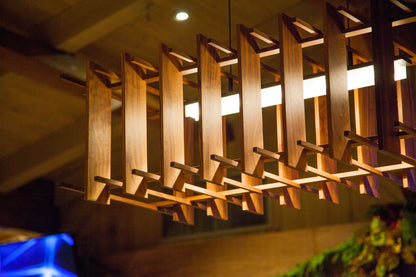 Arca 49" Wide Oiled Walnut LED Modern Linear Kitchen Island Pendant