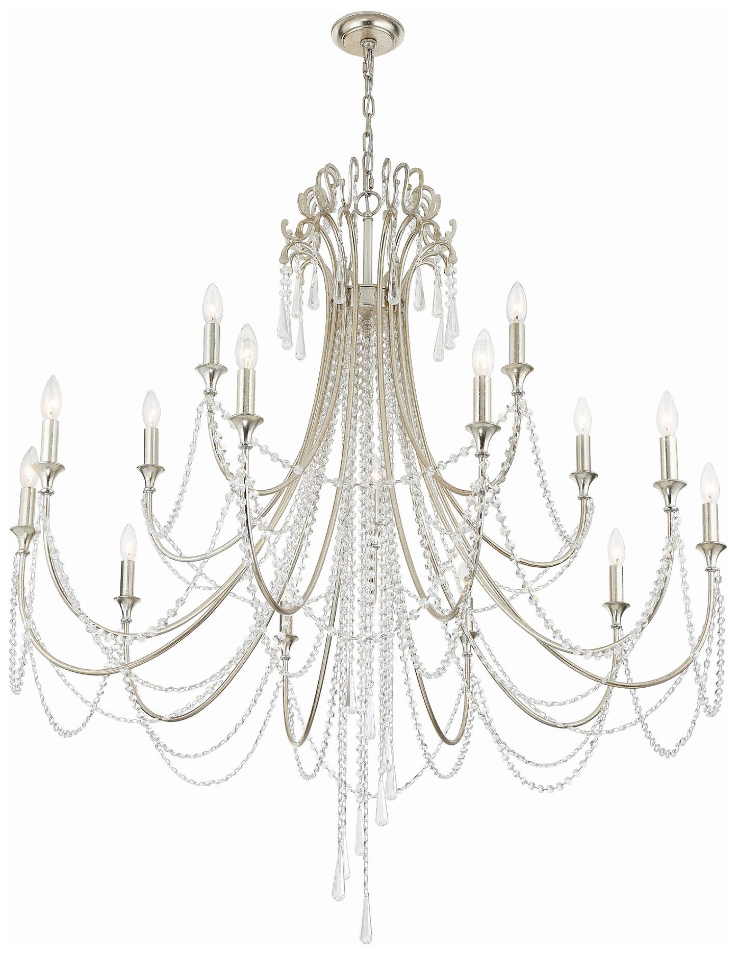 Arcadia 15 Light Antique Silver Chandelier