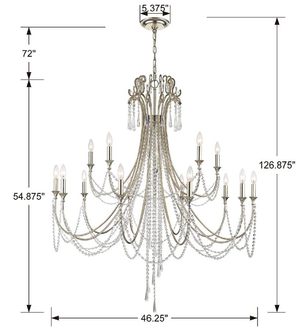 Arcadia 15 Light Antique Silver Chandelier