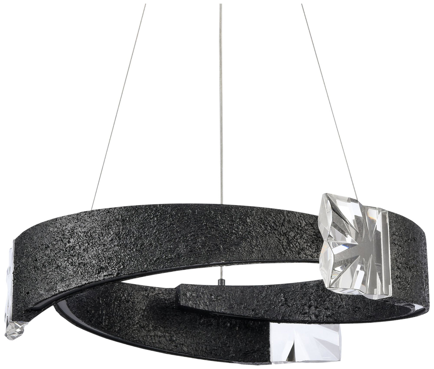 Arcus LED 3CCT 25" Segmental Crystal Textured Black Ring Chandelier