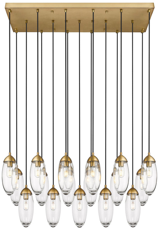 Arden by Z-Lite Rubbed Brass 17 Light Linear Chandelier