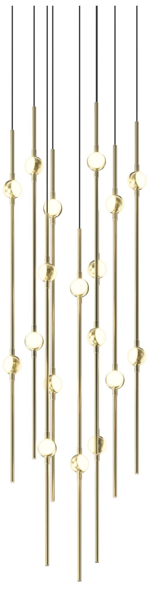 Aries 11.5"W Round Brass 2700K Long White Shade LED Pendant