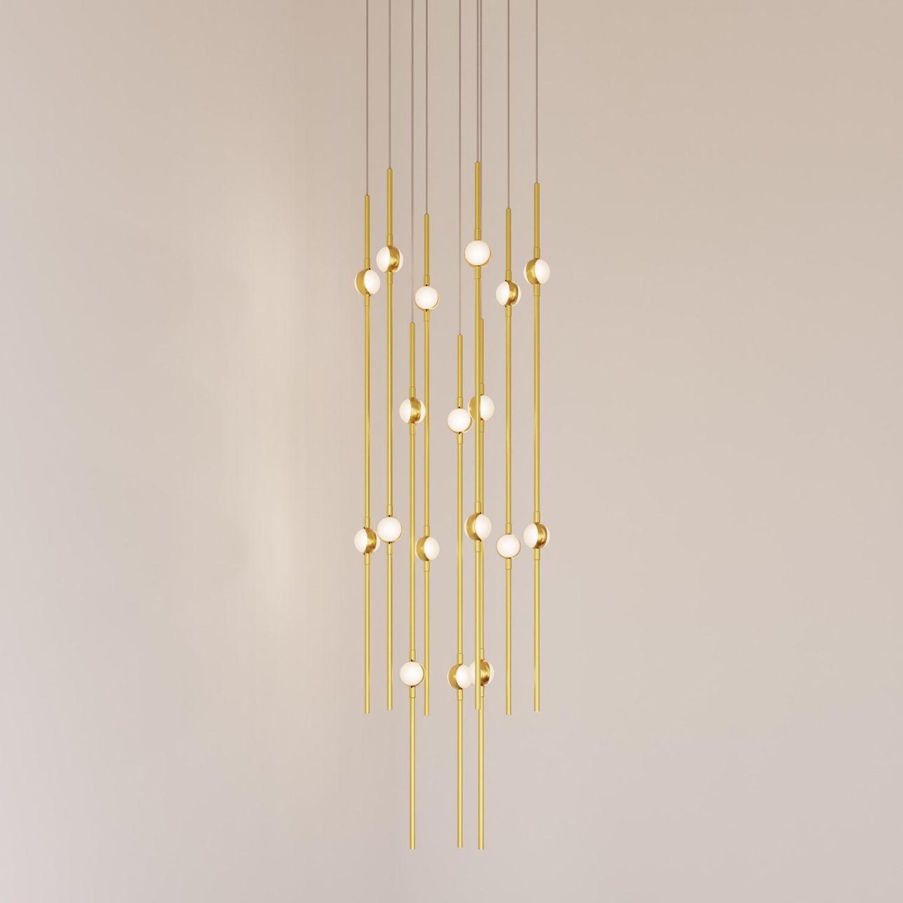 Aries 11.5"W Round Brass 2700K Long White Shade LED Pendant