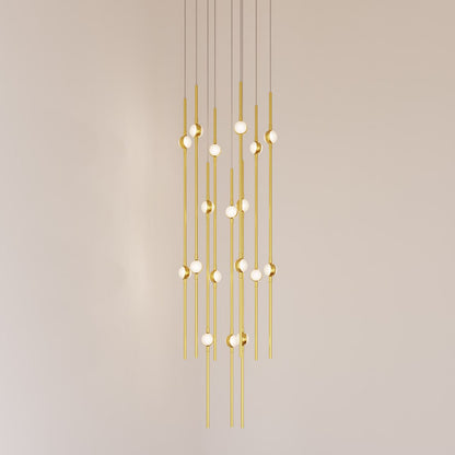 Aries 11.5"W Round Brass 2700K Long White Shade LED Pendant