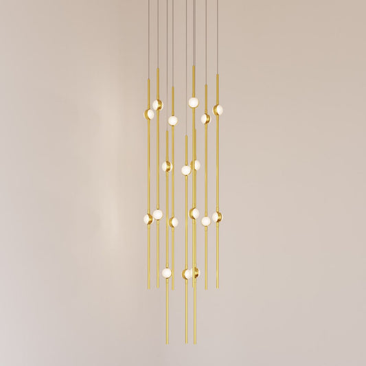 Aries 11.5"W Round Brass 2700K Long White Shade LED Pendant