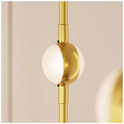 Aries 11.5"W Round Brass 2700K Long White Shade LED Pendant