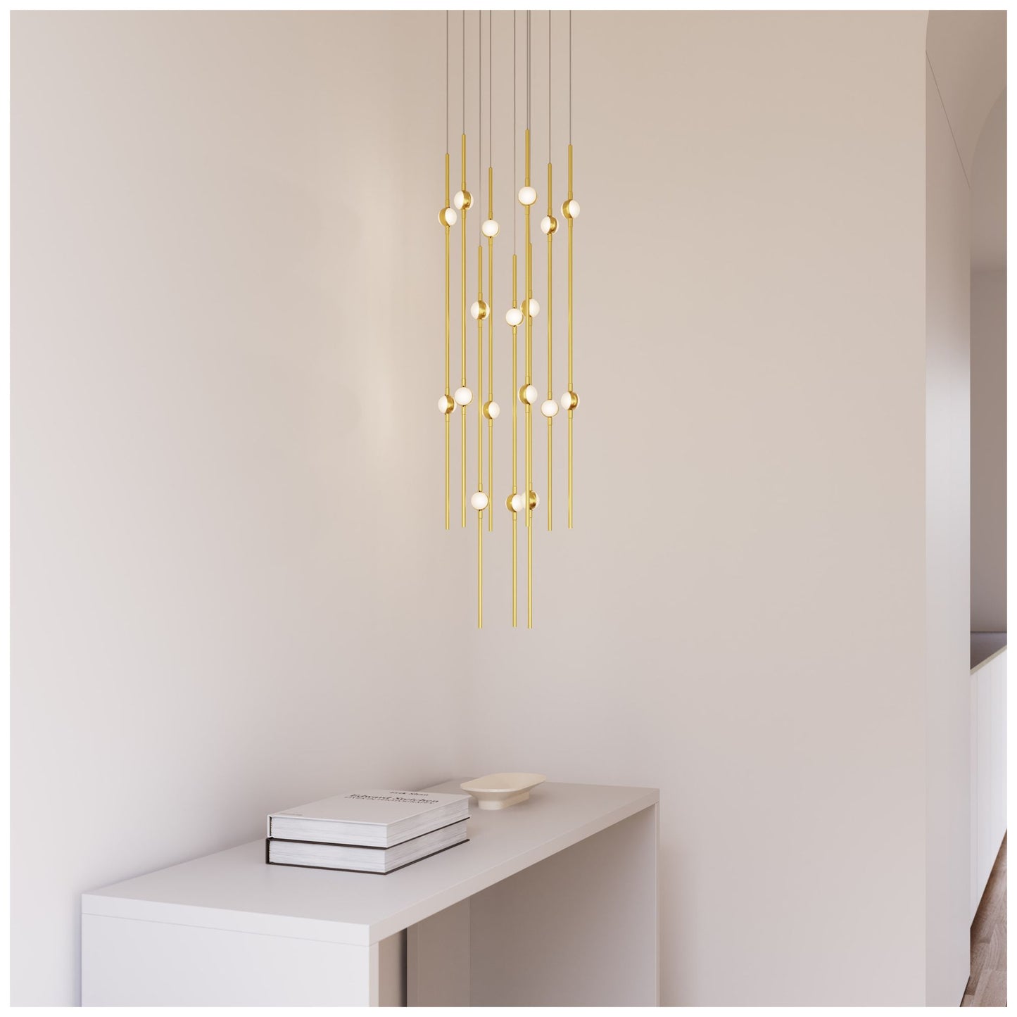 Aries 11.5"W Round Brass 2700K Short White Shade LED Pendant