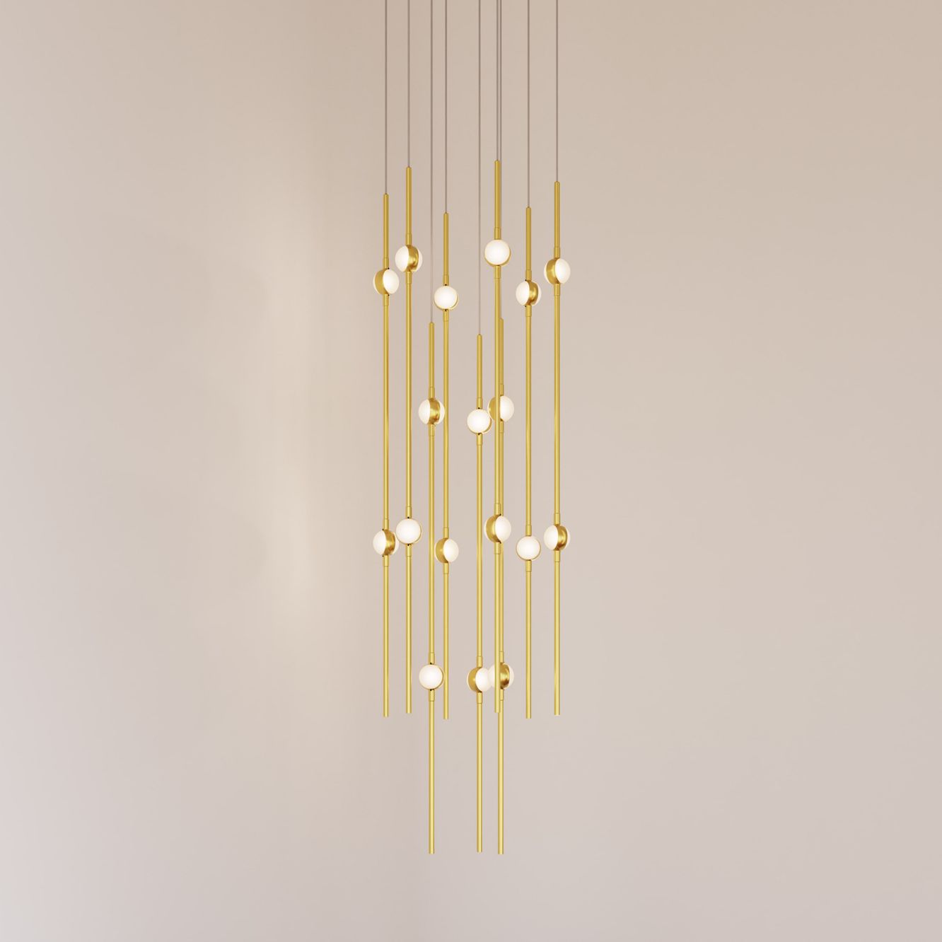 Aries 11.5"W Round Brass 3000K Long White Shade LED Pendant