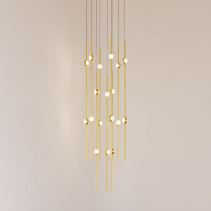 Aries 11.5"W Round Brass 3000K Long White Shade LED Pendant