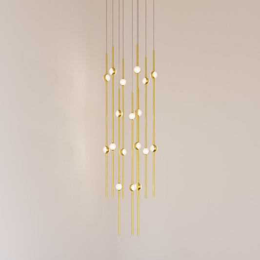 Aries 11.5"W Round Brass 3000K Long White Shade LED Pendant