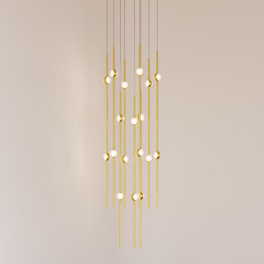 Aries 11.5"W Round Brass 3000K Short White Shade LED Pendant