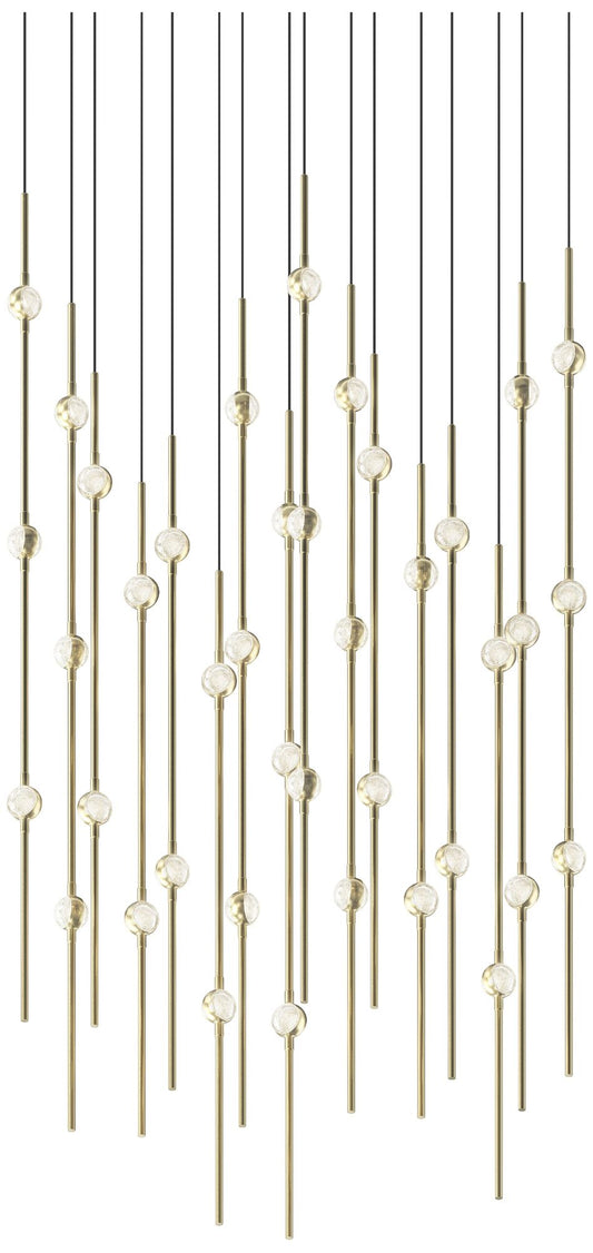 Aries 21.5"W Square Brass 3000K Short Clear Shade LED Pendant