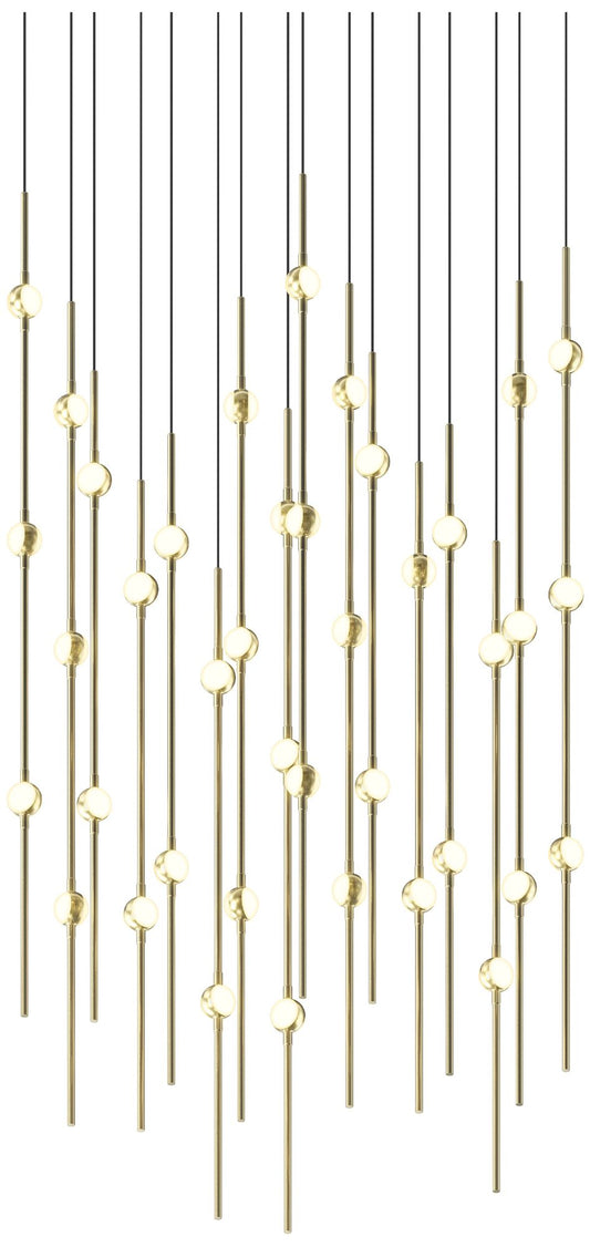 Aries 21.5"W Square Brass 3000K Short White Shade LED Pendant