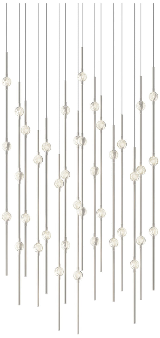 Aries 21.5"W Square Nickel 3000K Long Clear Shade LED Pendant