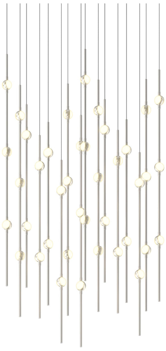 Aries 21.5"W Square Nickel 3000K Short White Shade LED Pendant