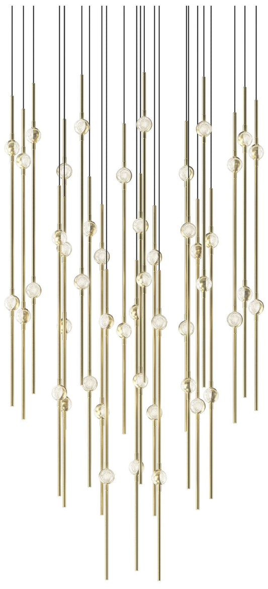 Aries 24.75"W Round Brass 3000K Long Clear Shade LED Pendant