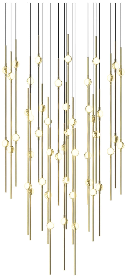 Aries 24.75"W Round Brass 3000K Short White Shade LED Pendant