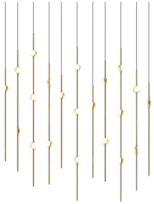 Aries 35.5"W Rectangle Brass 3000K Long White Shade LED Pendant