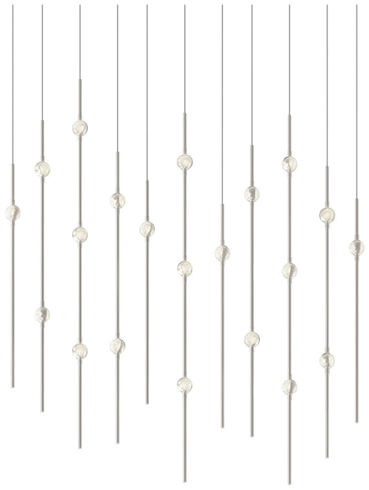 Aries 35.5"W Rectangle Nickel 2700K Long Clear Shade LED Pendant