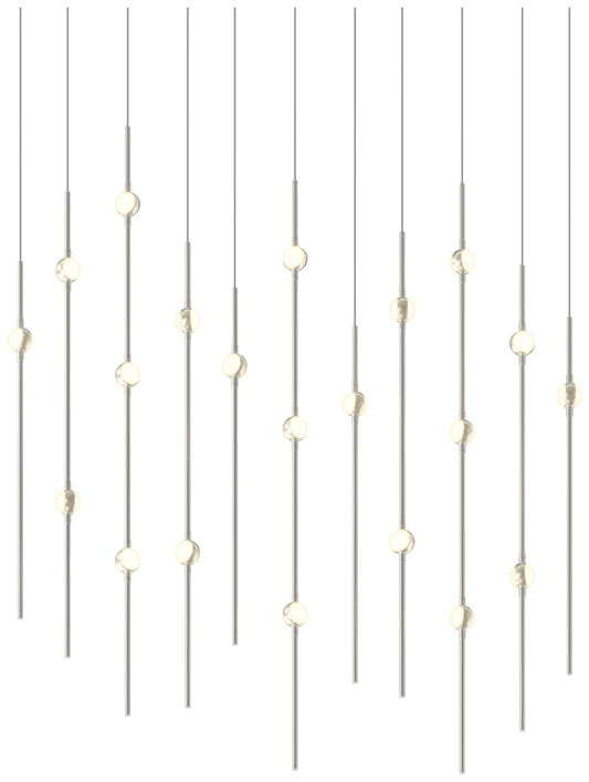 Aries 35.5"W Rectangle Nickel 3000K Long White Shade LED Pendant