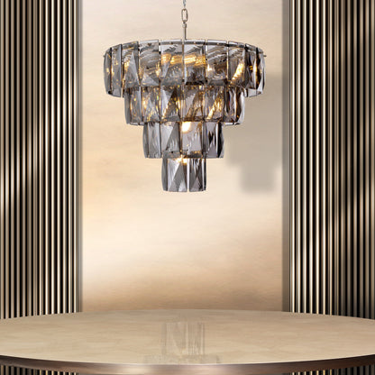 Art Deco Style Smoked Glass Chandelier