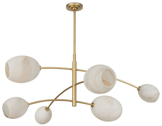 Artemis Chandelier (Natural Brass with Alabaster Glass)