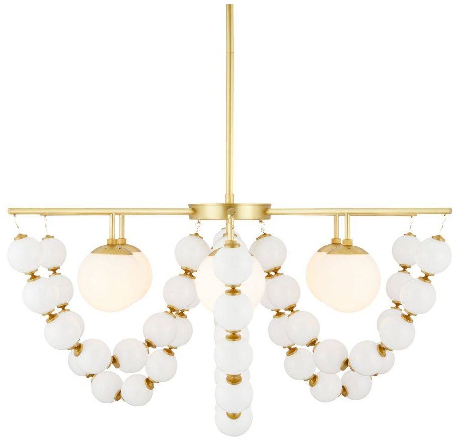 Arteriors  Genesis Chandelier 42" Opal Antique Brass