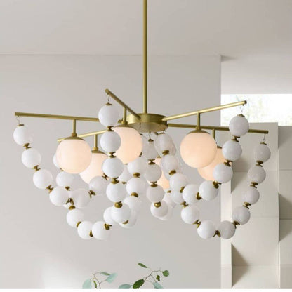 Arteriors  Genesis Chandelier 42" Opal Antique Brass