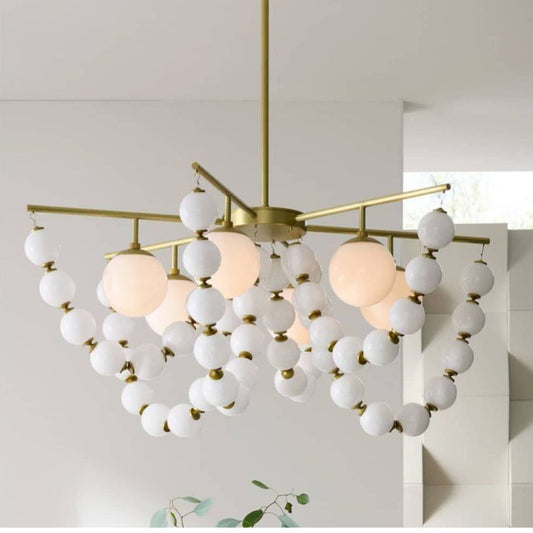 Arteriors  Genesis Chandelier 42" Opal Antique Brass