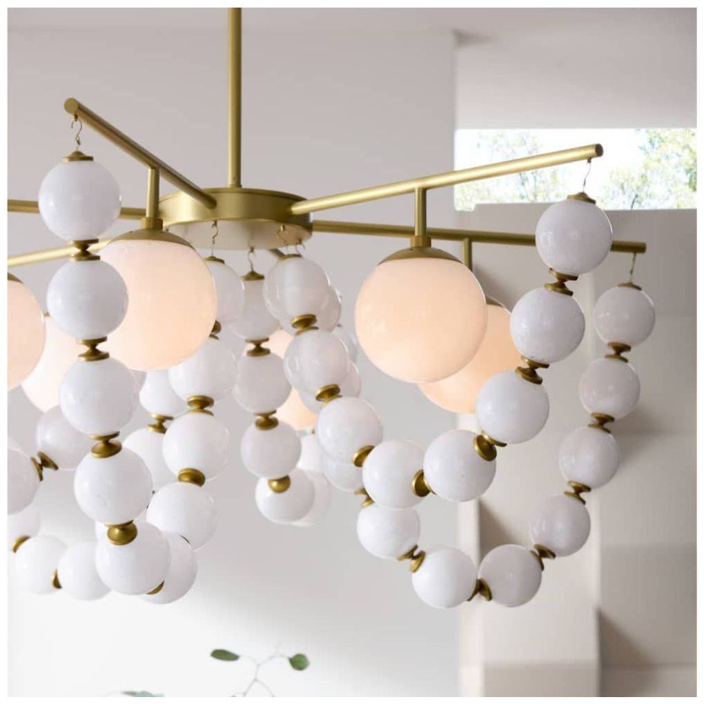 Arteriors  Genesis Chandelier 42" Opal Antique Brass