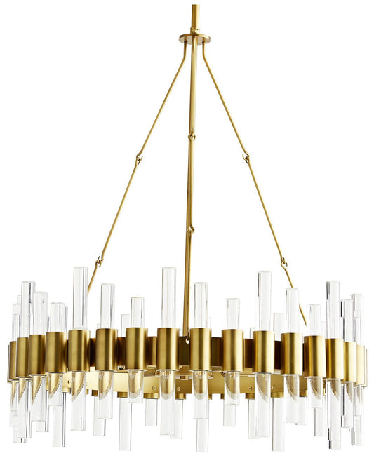 Arteriors- Haskell Small Chandelier- 26" Antique Brass, Clear Acrylic