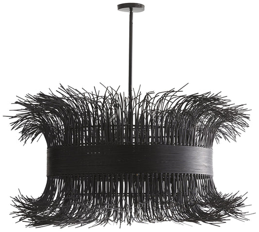 Arteriors Home Filamento 42" Wide Black Rattan Chandelier