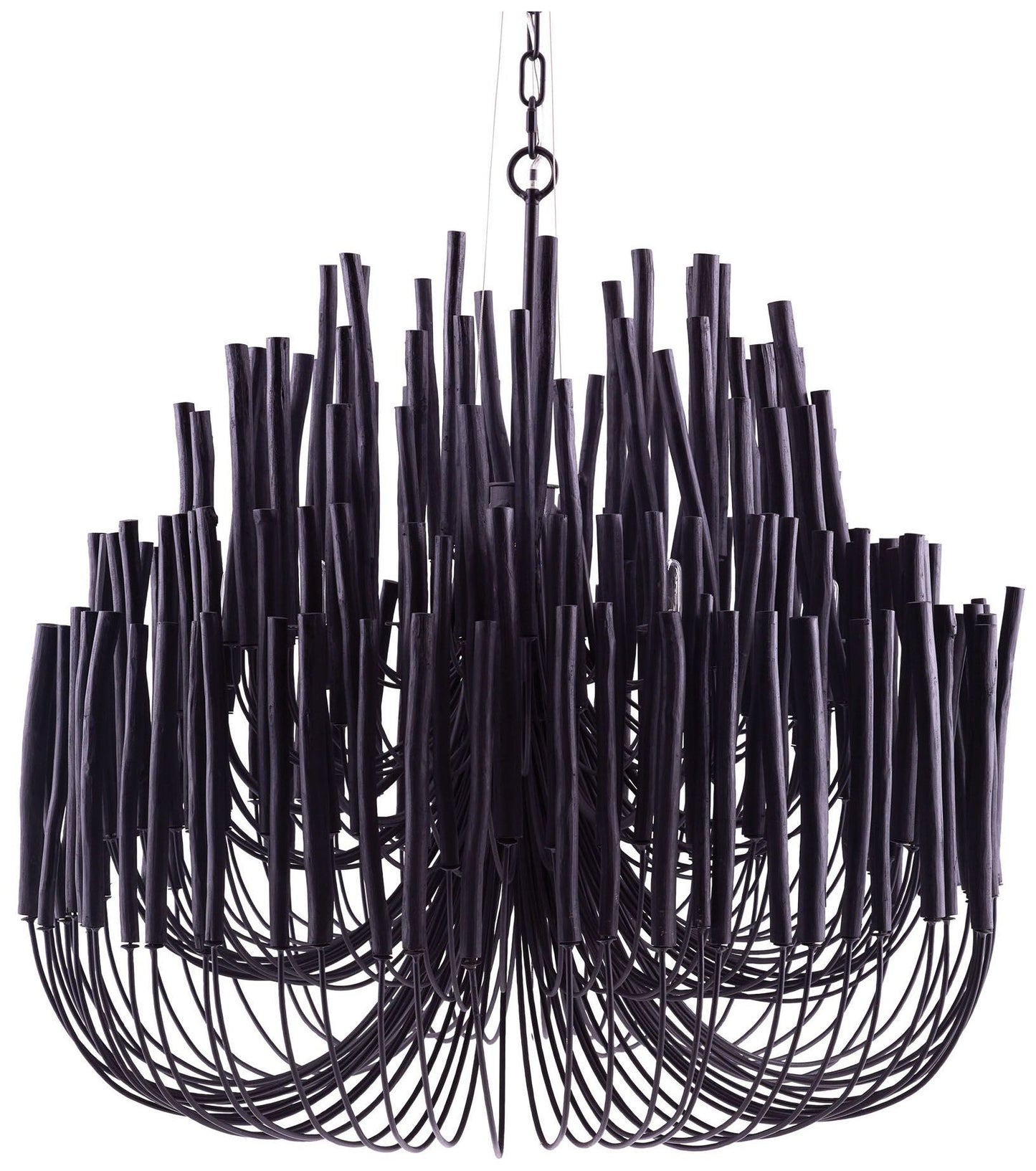 Arteriors Home Tilda 36"W Black and Wood 6-Light Chandelier