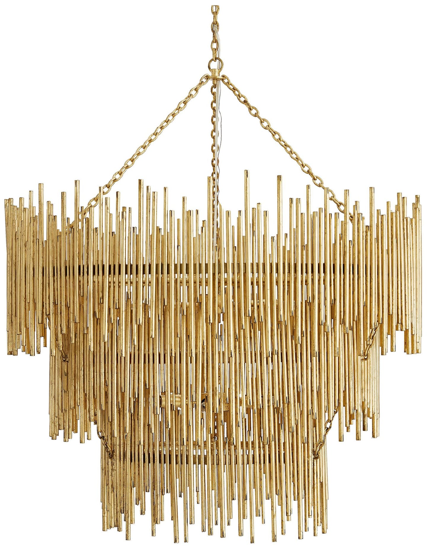 Arteriors- Prescott Three Tiered Chandelier- 35" Gold Leaf