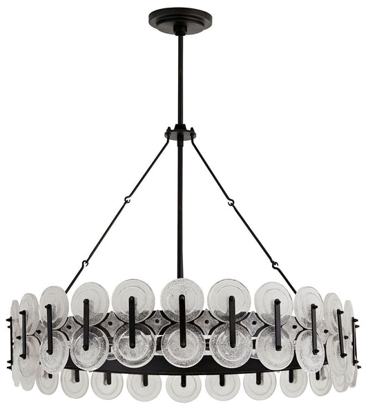 ARTERIORS Rondelle Chandelier Blackened Iron, Clear Seedy Glass