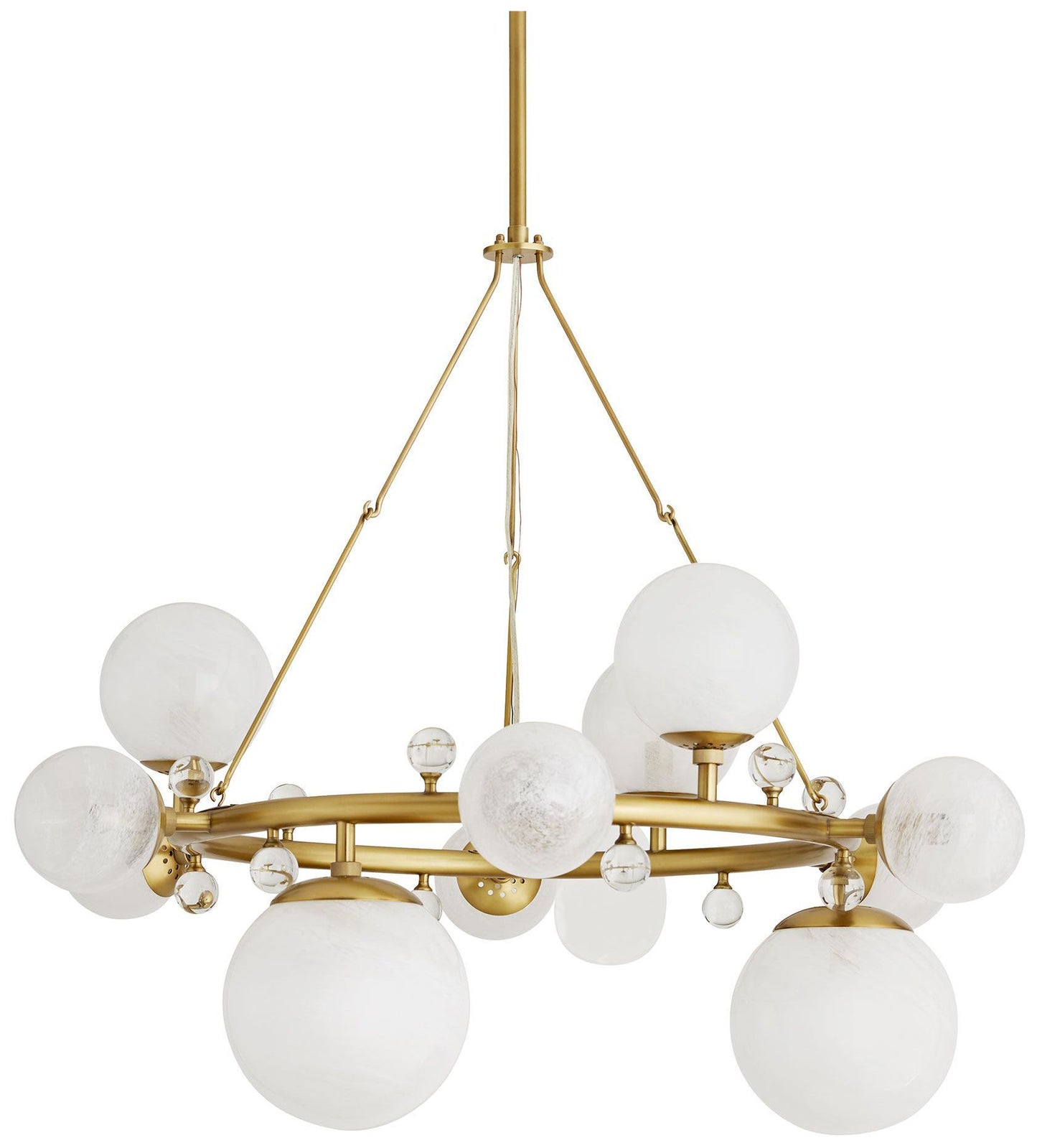 Arteriors- Troon Round Chandelier- 36" Antique Brass, Opal Swirl Glass