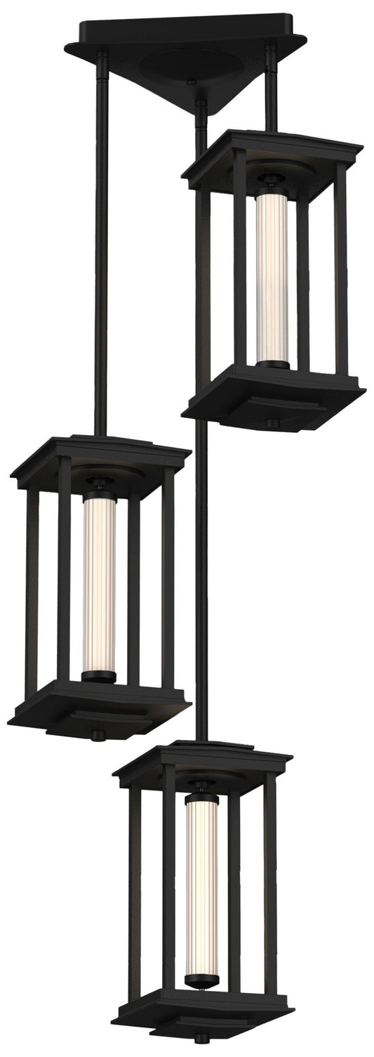 Athena 15.2" High Short Black LED Lantern With Clear Glass Triple Shad