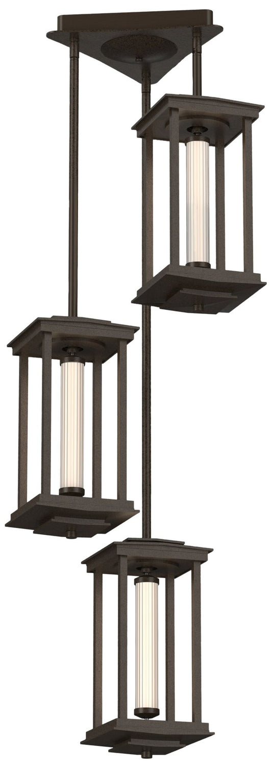 Athena 15.2" High Short Bronze LED Lantern With Clear Glass Triple Sha