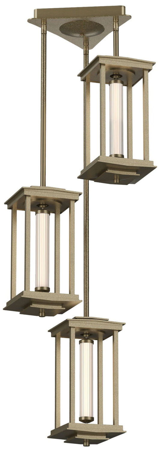 Athena 15.2" High Short Soft Gold LED Lantern With Clear Glass Triple