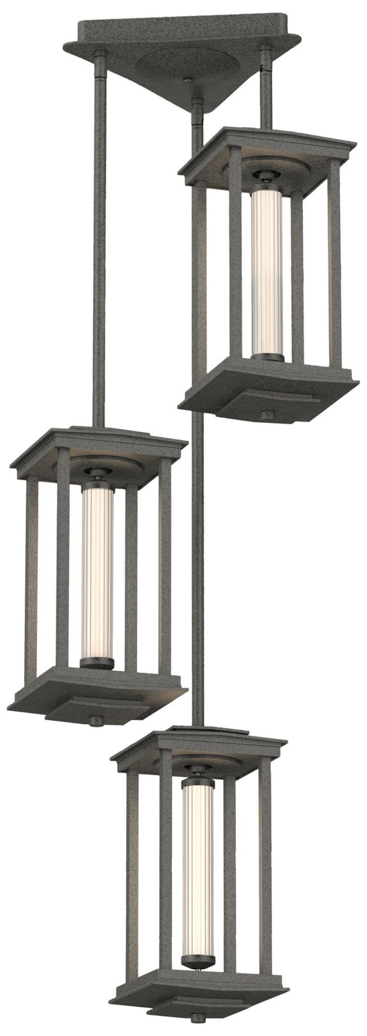 Athena 15.2"H Short Natural Iron LED Lantern w/ Clear Glass Triple Sha