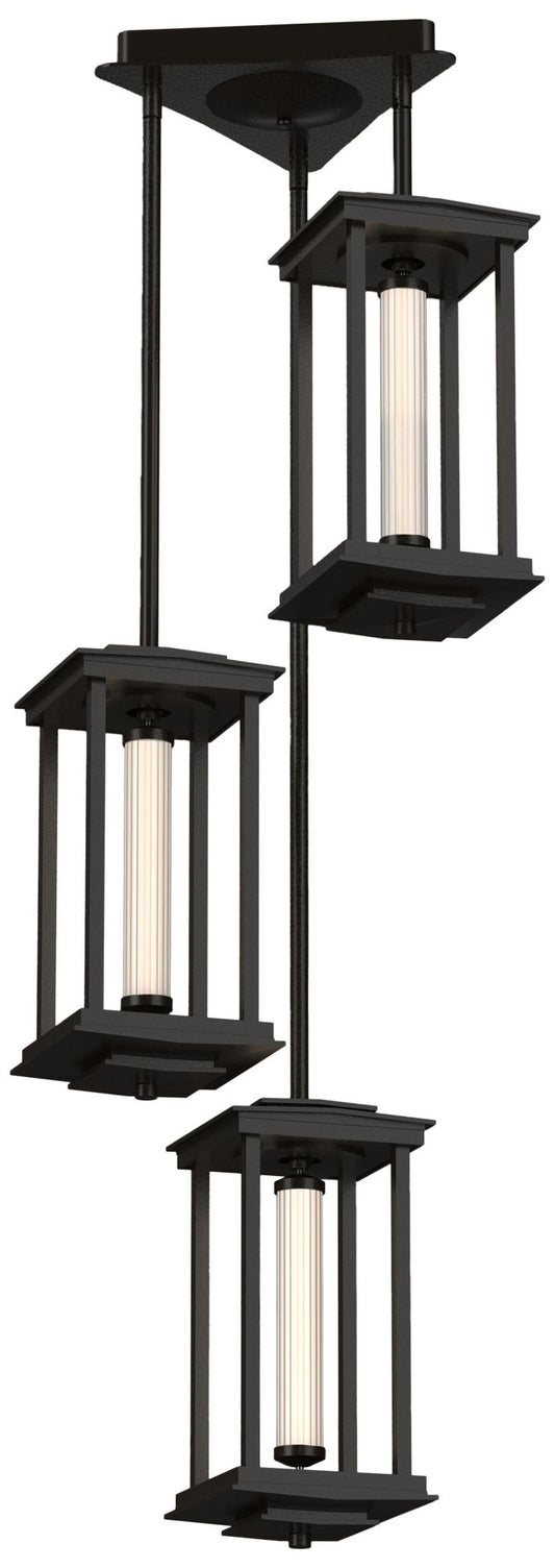 Athena 15.2"H Short Oil Rubbed Bronze LED Lantern w/ Clear Triple Shad